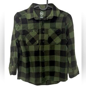 Boys Green & Black Flannel Shirt Size M (8)